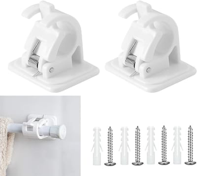 Verstelbare Gordijnroede Set van 2, Zonder Boren, Zelfklevende Steunen voor Badkamer, Keuken en Woonkamer, Eenvoudige Installatie