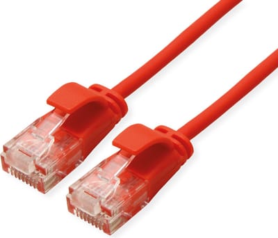 ROLINE UTP Data Center Patchkabel Cat.6A (Class EA), LSOH, extra dun, rood, 0,15 m