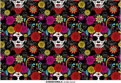 Fiestas Guirca - Tafelkleed Catrina (137 x 277 cm) - Halloween - Halloween Decoratie - Halloween Versiering