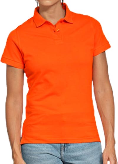 B&C poloshirt voor dames - katoen - oranje - 180 grams - korte mouwen S