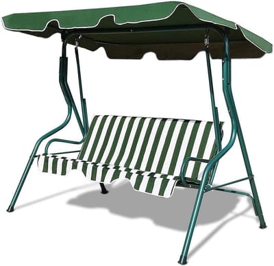 Schommelbank 3-zits met zonnedak en rugleuning, draagkracht 210 kg, stalen frame, voor tuin terras balkon