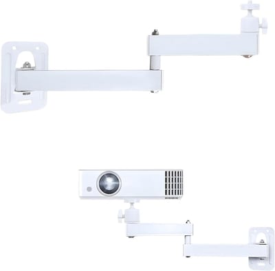 Beamerhouder Muur - Projectorstandaard Plafond - Thuisbioscoop Creëren - Multi-hoek Verstelbaar - 18-35 cm Uittrekbaar - Wit