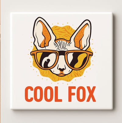 Cool Fox Keramische Wandtegel 15x15 cm – Grappig Dierontwerp met Zonnebril – Trendy Woondecoratie & Cadeau