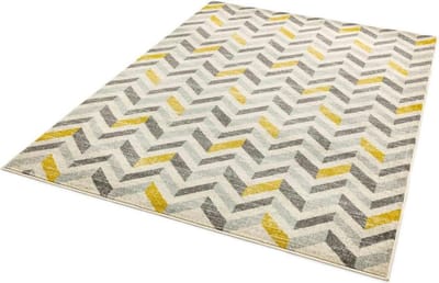 Easy Living - Colt Chevron Mustard Vloerkleed - 160x230  - Rechthoek - Laagpolig Tapijt - Modern - Geel, Grijs