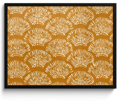 Poster in lijst - Fotolijst 70x50 cm - Posters - Waaierachtige motieven - Geel - Vintage - Posterlijst zwart - Decoratie - Wanddecoratie woonkamer - Muurdecoratie slaapkamer