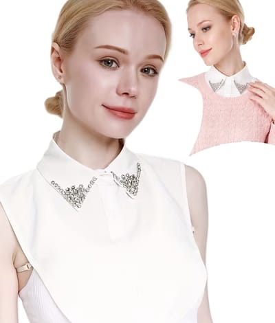 Diamond Blouse Kraagje – Rechte Kraag – Wit – Los Kraagje voor onder Trui of Sweater – One Size