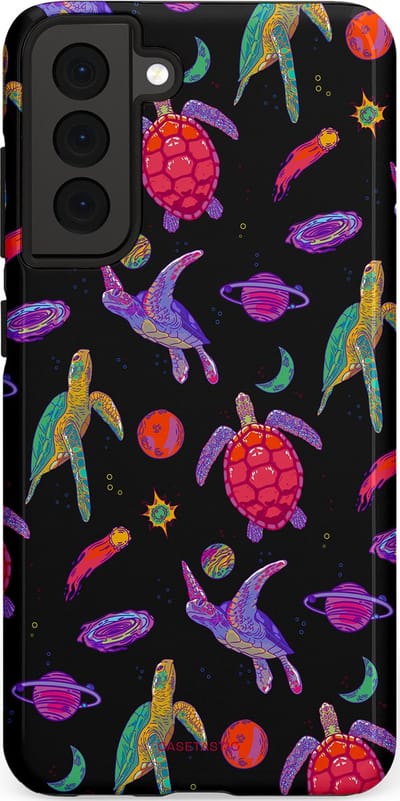 Casetastic Hoesje Geschikt voor Samsung S21 FE - Stijlvolle Beschermende Duo-layer Case - Astro schildpad