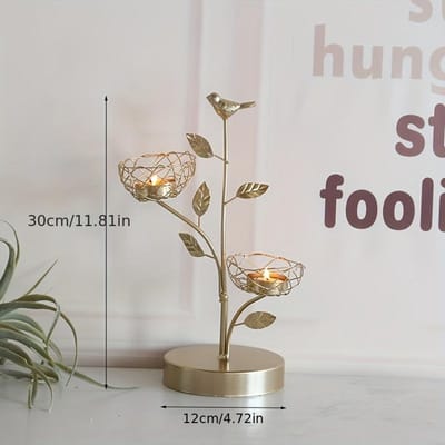 1pc Noël Fer Bougeoir Décoration Bougeoir Nourriture Occidentale Bougeoir Dîner Table à Manger Romantique Artisanat Petite Décoration Pack of 1 gray
