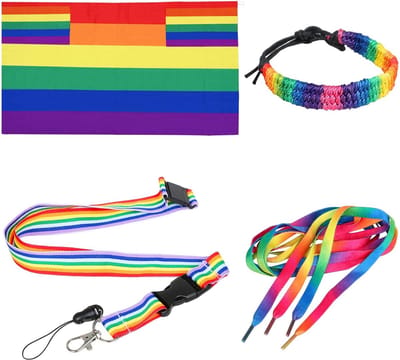 Dailygoods- Pride Accessoires Pakket 4 Stuks - Regenboogvlag Cape - Lanyard - Schoenveters - Armband - Volwassen Maat - Pride Kit