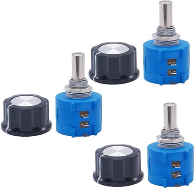 Draad Potentiometer - Draaipotentiometer Keuzeknop - Regeling Instellingen - Traploos Instelbaar - 10K Ohm - Zwart