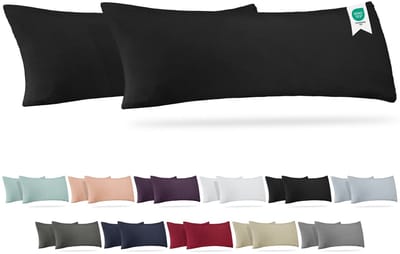 Barbons kussensloop 40x145 set van 2 - Jersey 165 g/m² kussenhoes - 100% Katoen - zwart