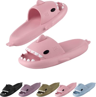 Geweo Slippers Dames - Slippers Heren - Badslippers - Shark Slides - Haai Slippers - Antislip Platform - Roze - Maat 39/40
