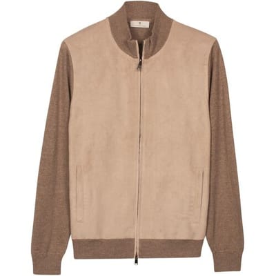 Thomas Maine Vest Front Suedine Cardigan Zip Taupe / male