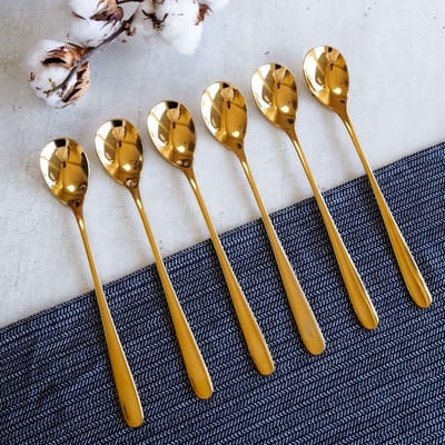 Lusso Lunga Latte Macchiato Lepels - Goud - 6 Stuks
