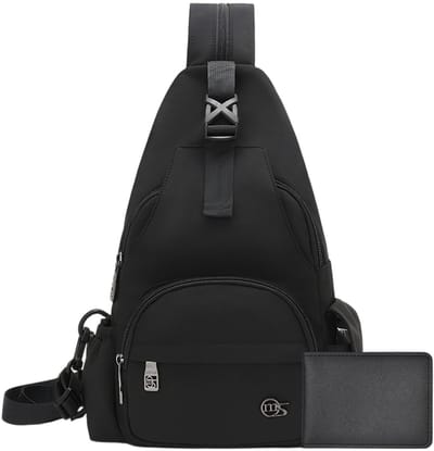 Dailygoods - Colexy Schoudertas, sling bag, borsttas met ultradunne creditcardhouder voor 4 kaarten, waterdichte schoudertas, zwart, crossbody bag voor dames, heren, reizen, wandelen, hardlopen, klimmen, kamperen