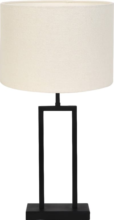 Light & Living Tafellamp Shiva/Livigno - Zwart/Eiwit - Ø30x62cm - Tafellamp met kap