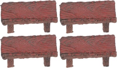 Miniatuur Tuinbankjes - Poppenhuis Meubels - Decoratieve Aankleding - Realistisch Rustiek Ontwerp - 5.3 x 2.7 x 2.3 cm - Bruin