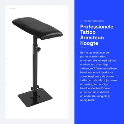 Dailygoods- Tattoo Armsteun Hoogte Verstelbaar - Zware Uitvoering - Handhouder - Professionele Tattoo Accessoire - Schokbestendig - Ideaal voor Tatoeëren - Tattoo Steun
