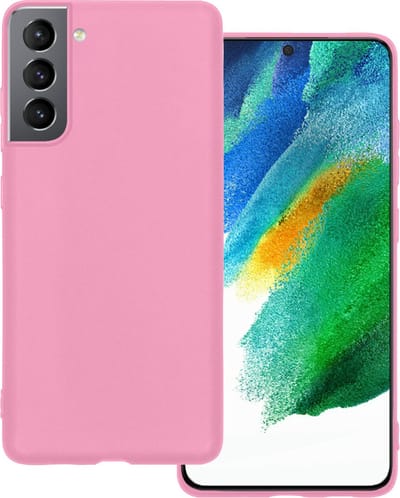 Hoesje Geschikt voor Samsung Galaxy S21 FE - Sterk & Shockproof - Hoes Cover - Siliconen Case - Lichtroze