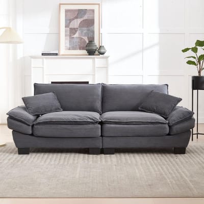 BLACKCOLORS - Tweezitsbank - Modern en Eenvoudig - Donkergrijs - Comfortabel en Ruim - Inclusief 2 Kussens - Voor Woonkamer, Slaapkamer of Kantoor