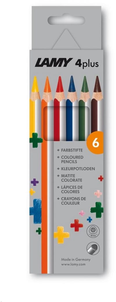 LAMY 4plus Kleurpotloden Set – 6 Stuks | Ergonomisch Driehoekig Ontwerp | Superdikke Breukvaste Punt | Intense Kleuren | Voor Links- & Rechtshandige Kinderen
