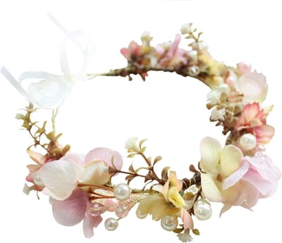Bloemen Kroon - Bloemenkrans Hoofdband - Bruiloft Fotoshoot - Handgemaakt Realistisch - Verstelbaar - Roze