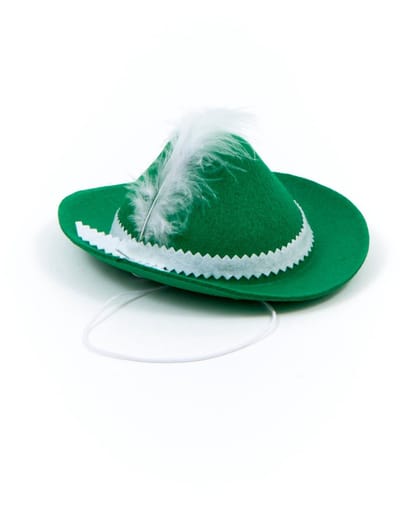 Oktoberfest - party hat - mini hoed Oktoberfest - groen met wit - veer