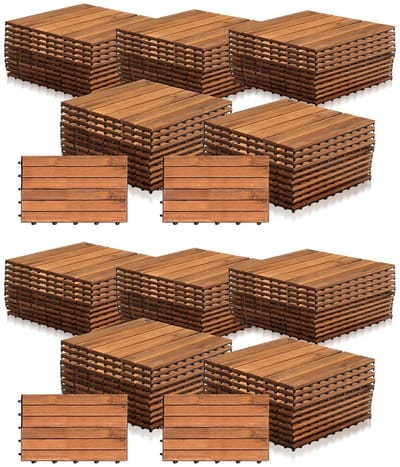 Houten Vloertegels - Acacia Hout - Buiten Vloeren - Drainage Systeem - 30x30 cm - Bruin