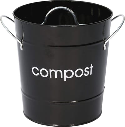 Compacte Stalen Compostbak voor Keuken en Tuin – Zwart, 21x19x19cm