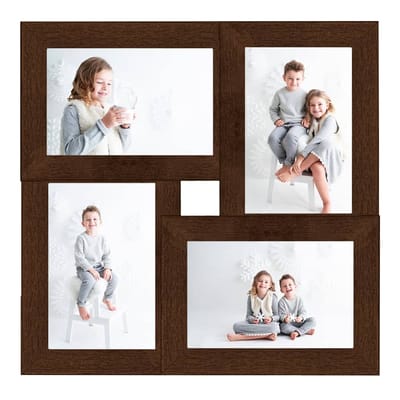 vidaXL Fotolijst voor 4x(10x15 cm) foto MDF donkerbruin