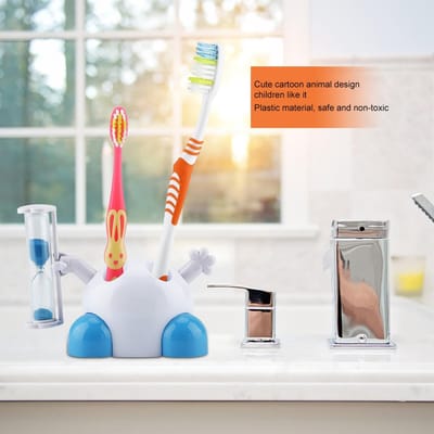 Tandenborstelhouder Kinderen Tandenpoetsen Zandloper 3 Minuten Afteltimer(Blauw) beige