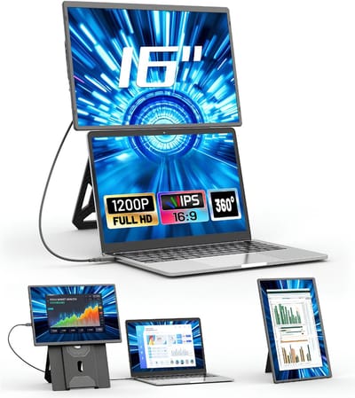 DnA® Professionele Portable Monitor - Draagbare Monitor - Portable Monitor Voor Laptop - Zwart - 37cm x 24cm x 3cm