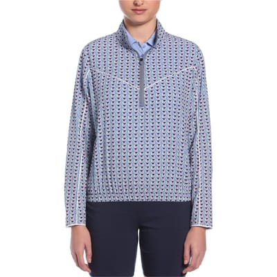 Callaway Lichtgewicht dames-top met geometrisch patroon en kwartritssluiting (Vuursteen)