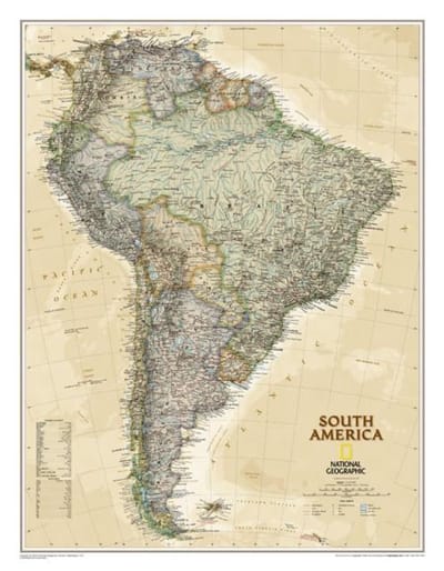 Poster South America Executive, Tubed - National Geographic - 60 x 77 cm