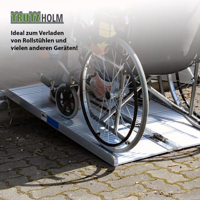 TRUTZHOLM Opvouwbare rolstoelhelling 122 cm Draagvermogen 272 kg Aluminium grijs geribbeld Oprijplaat