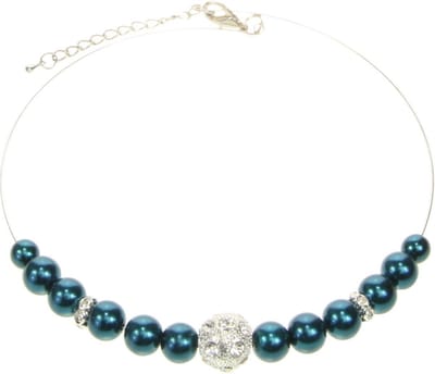 Behave - Ketting met parels en bolvormige hanger met steentjes - 40 cm (verlengketting 5 cm)