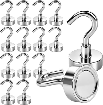 15 stuks 20 mm magneethaken, 14 kg / 30,9 lbs magneethaken, magneethaken voor cruise, magnetische haken voor koelkast, metalen rek, whiteboard, gereedschapskast, keuken, badkamer of