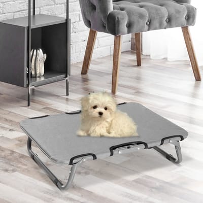 Wishdor Hondenligbed - Opvouwbaar En Ademend - Eenvoudig Ontwerp - Voor Thuis En Op Reis - Stalen Frame Met Sterke Bekleding Van 600D - Grijs - 59 X 46 X 15 Cm