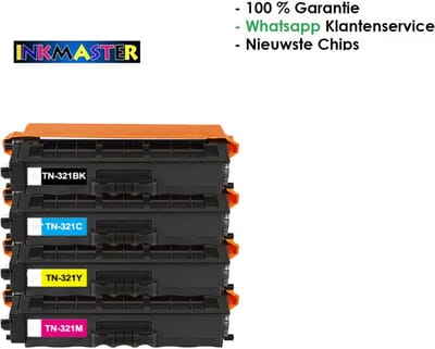 Inkmaster premium huismerk Laser Toner Geschikt voor Brother TN321 - voordeel set TN-321 Toners 4 kleuren. Geschikt voor HL-L8250CDN Brother HL-L8350CDW Brother HL-L8350CDWT Brother MFC-L8600CDW Brother MFC-L8850CDW