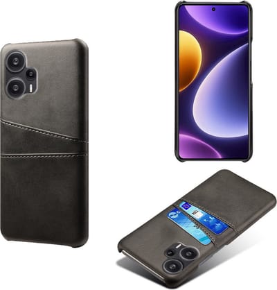 Backcover met Opbergvakjes + PMMA Screenprotector voor Xiaomi Poco F5 _ Zwart