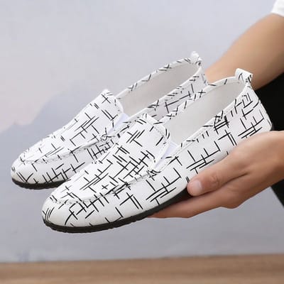 Zomer Ademende Herenschoenen Man Oude Peking Canvas Schoenen Herenschoenen Koreaanse Schoenen Casual Luie Schoenen Platte Hak Rijschoenen 45 wit