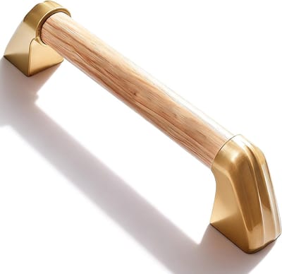 Handgreep voor Senioren 30 cm Houten Look Douchehandgreep RVS Antislip Badsteun voor Toilet, Badkamer, Keuken en Trappen