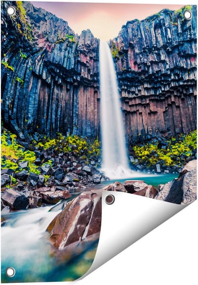Gards Tuinposter Waterval in IJsland - 40x50 cm - Tuindoek - Tuindecoratie - Wanddecoratie buiten - Tuinschilderij