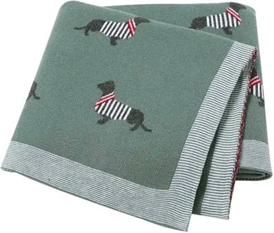 Teckel - Deken - Plaid - Hond - Inbakerdeken - Baby - 100x80cm - groen - plaid