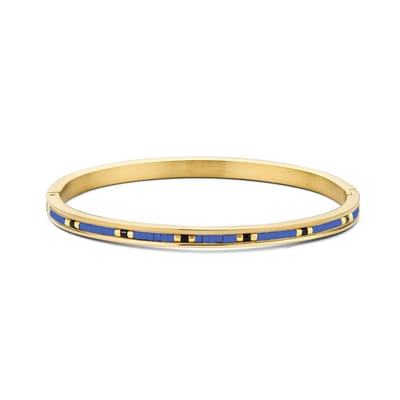 CO88 Collection 8CB-91161 Stalen Bangle met Miyuki Kralen - Donker Blauw - 58x49mm - Goudkleurig