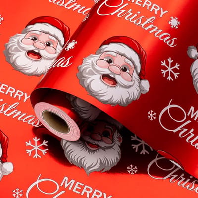 Kerstcadeau Inpakpapier Rol - 17 Inch x 32,8 Voet Rood Wit Met Vrolijke Ontwerpen