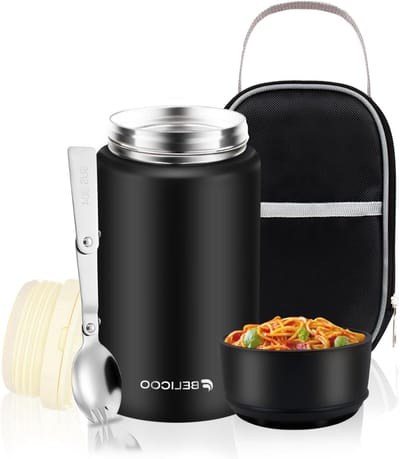 RVS Vacuüm Geïsoleerde Voedselcontainer 750ml - Lekvrije Soepfles met Tas en Lepel voor Warm en Koud Eten