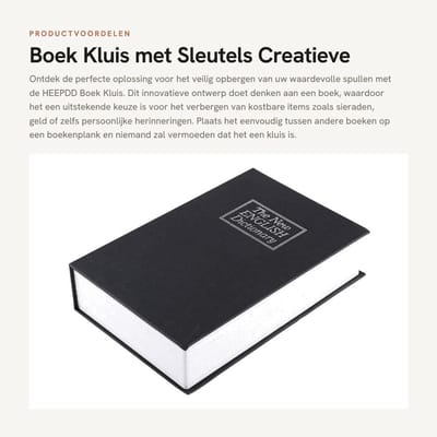 Dailygoods- Boek Safe met Sleutels - Creatieve Opbergdoos - Verstevigde Constructie - Antidiefstal - Voor Geld/Juwelen - 24 x 15,5 x 5,5 cm - Boekopslag