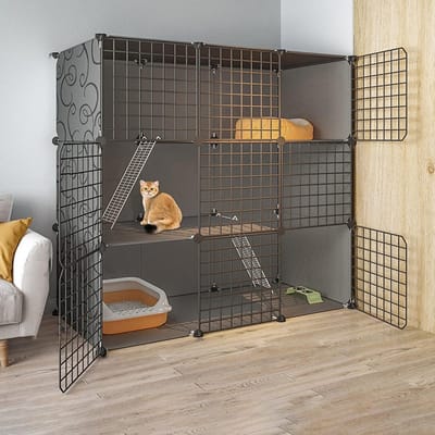 Kattenkooi - Huisdierverblijf - Veilige ruimte - Voetvriendelijke bodem - 111 x 49 x 109 cm - A