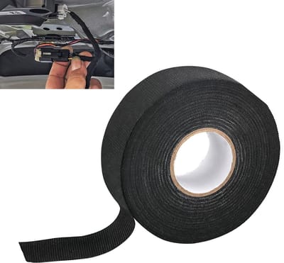 zwart, 15 m x 25 mm x 0,8 mm, isolatietape, warmte-isolatietape, hoge temperatuur weefselband, viltband voor voertuigkabelbomen, isolatietape, voertuigkabelboom, huis, auto